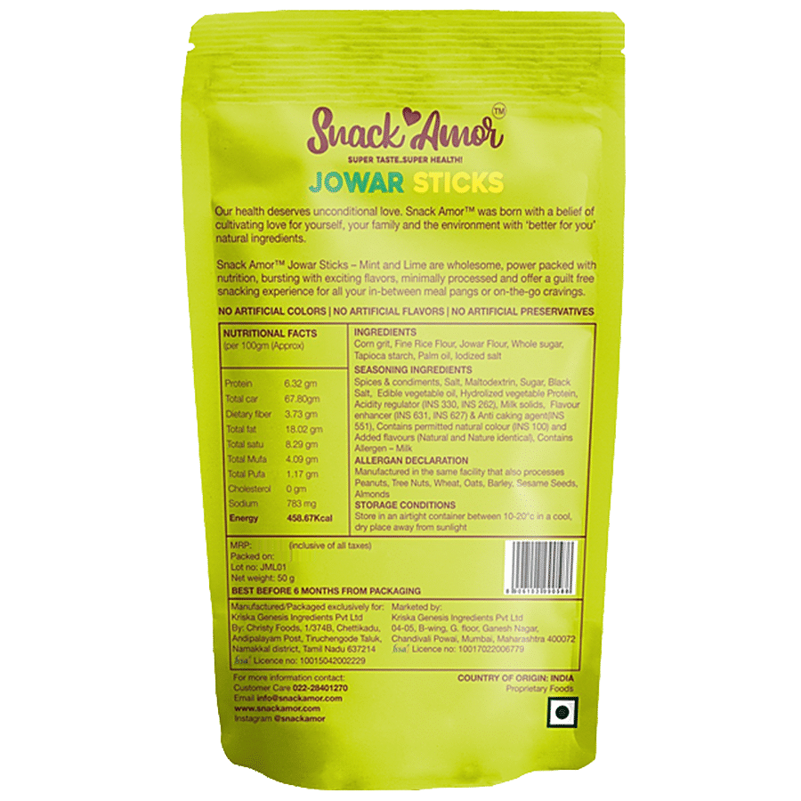 SnackAmor Jowar Sticks - Mint & Lime