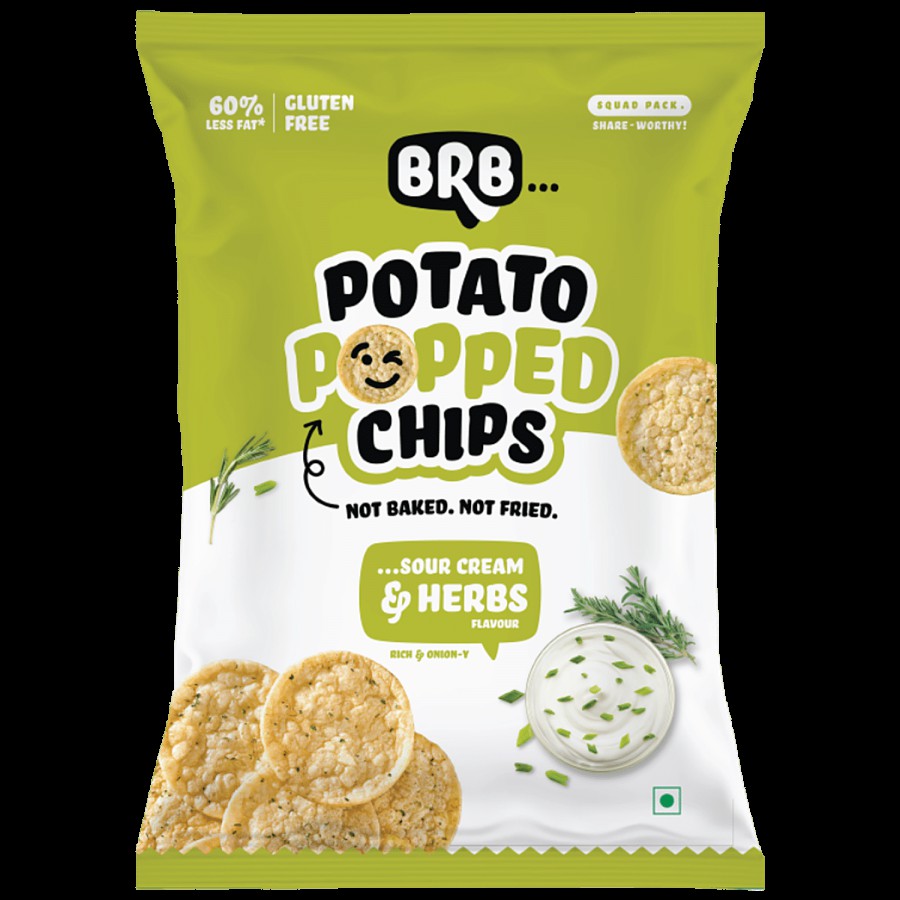 BRB Potato Popped Chips - Sour Cream & Herbs Flavour