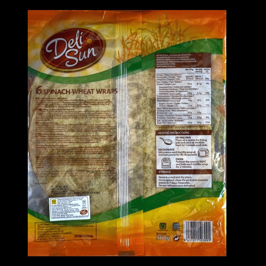 Delisun Spinach Wheat Tortillas Wraps - Nutritious