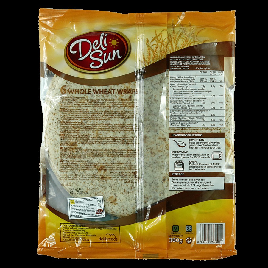 Delisun Whole Wheat Tortillas Wraps - Rich In Fibre