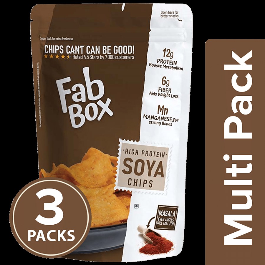 Fabbox High Protein Masala Soya Chips - Healthy Guilt-Free Snack