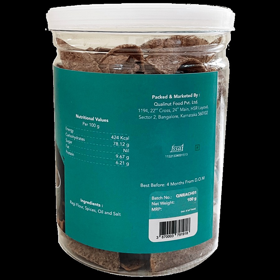 Qualinut Gourmet Roasted Ragi Chips - Healthy Munchies