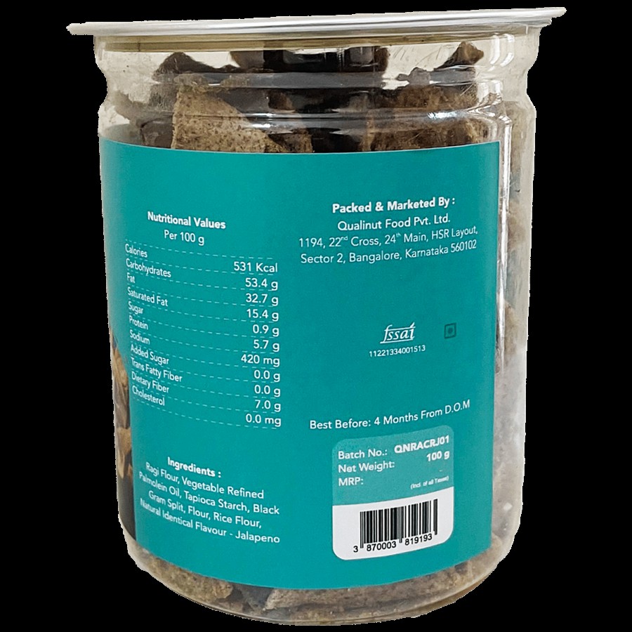 Qualinut Gourmet Roasted Ragi Chips -  Jalapeno Flavour Infused