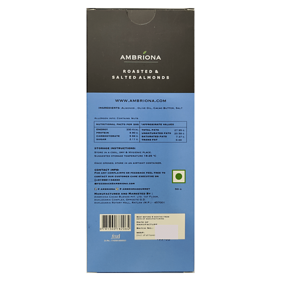 Ambriona Roasted & Salted Almonds - Source Of Protein