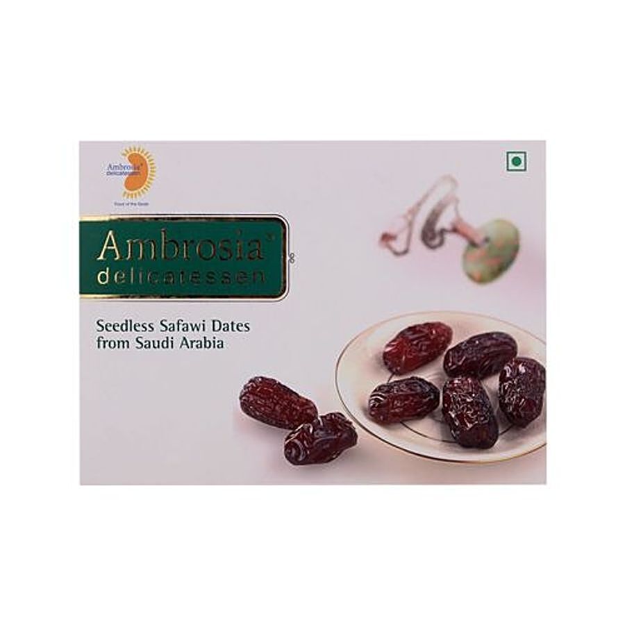 Ambrosia Delicatessen Seedless Safawi Dates from Saudi Arabia