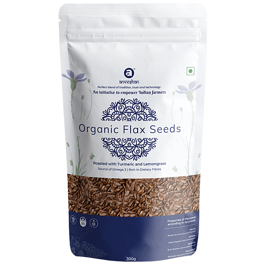 Anveshan Organic Roasted Flax Seeds Roasted With Turmeric & Lemon Juice