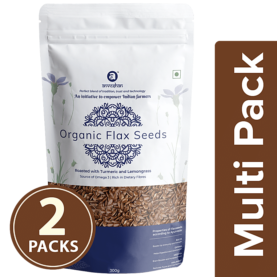 Anveshan Organic Roasted Flax Seeds Roasted With Turmeric & Lemon Juice