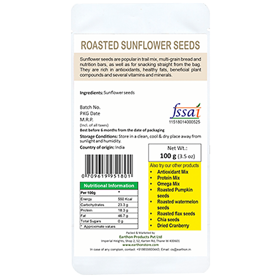 Earthon Organic Roasted Sunflower Seeds