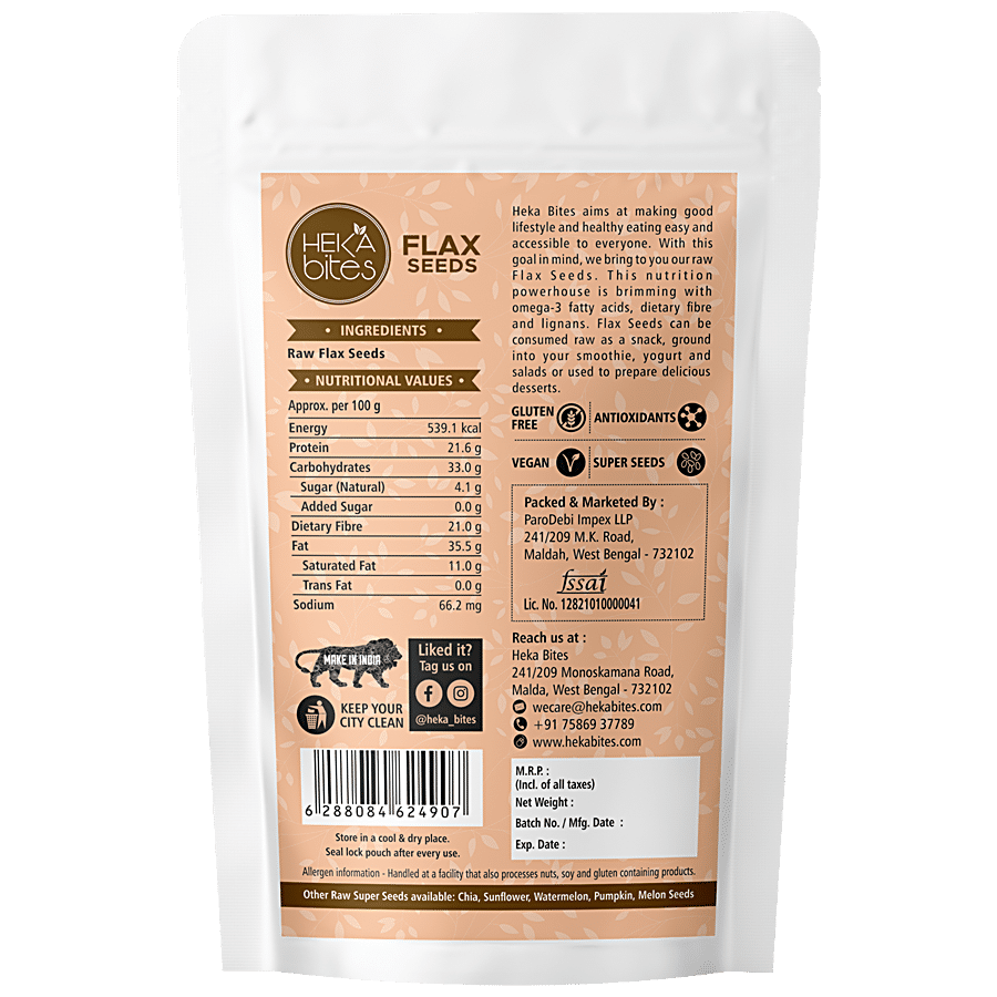 Heka Bites Raw Flax Seeds - Premium