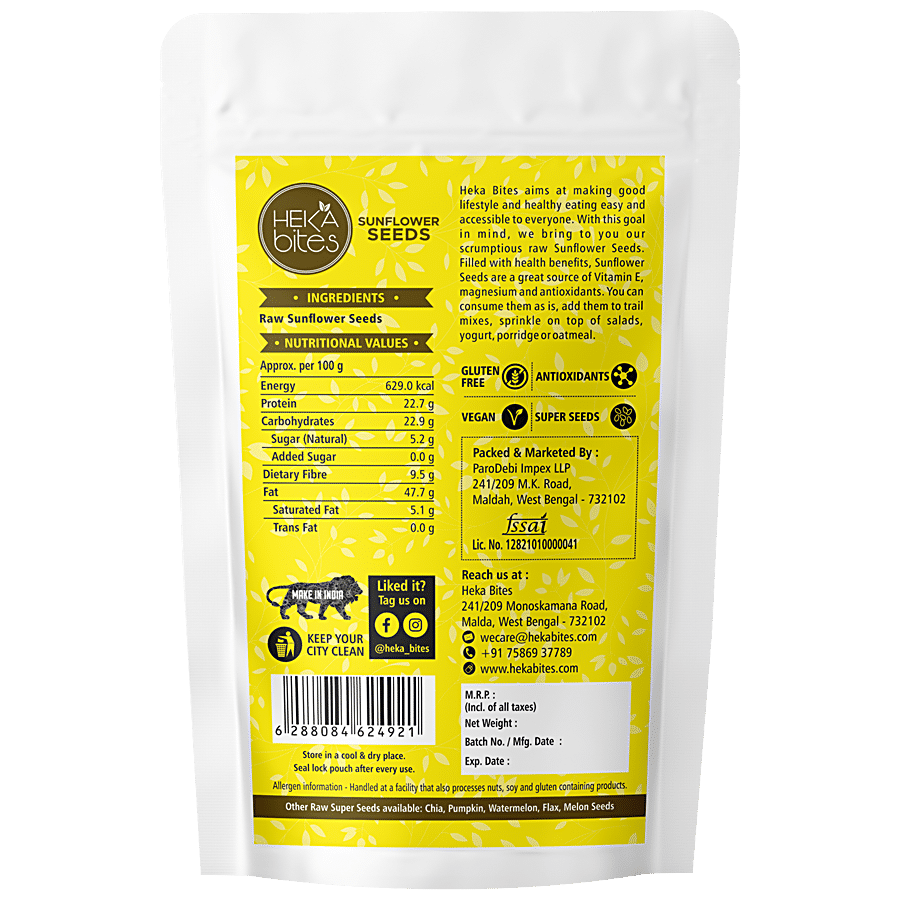 Heka Bites Raw Sunflower Seeds - Premium