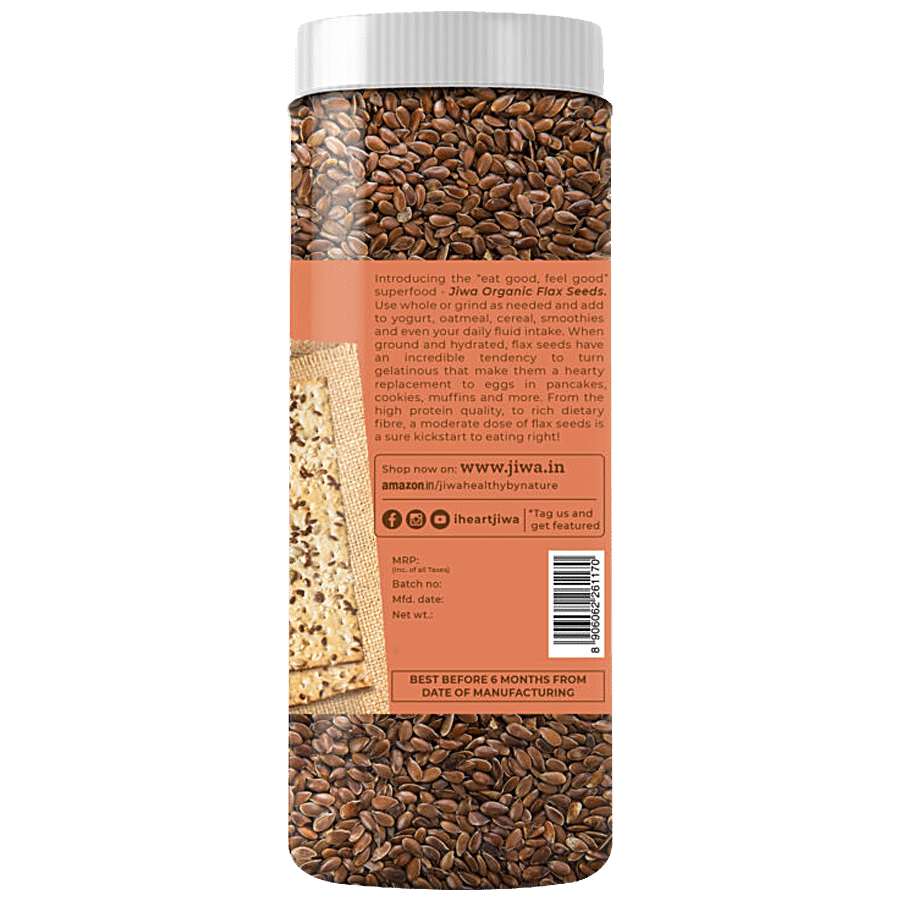 Jiwa Organic Raw Flax/Alsi Seeds - 100% Natural & Gluten Free