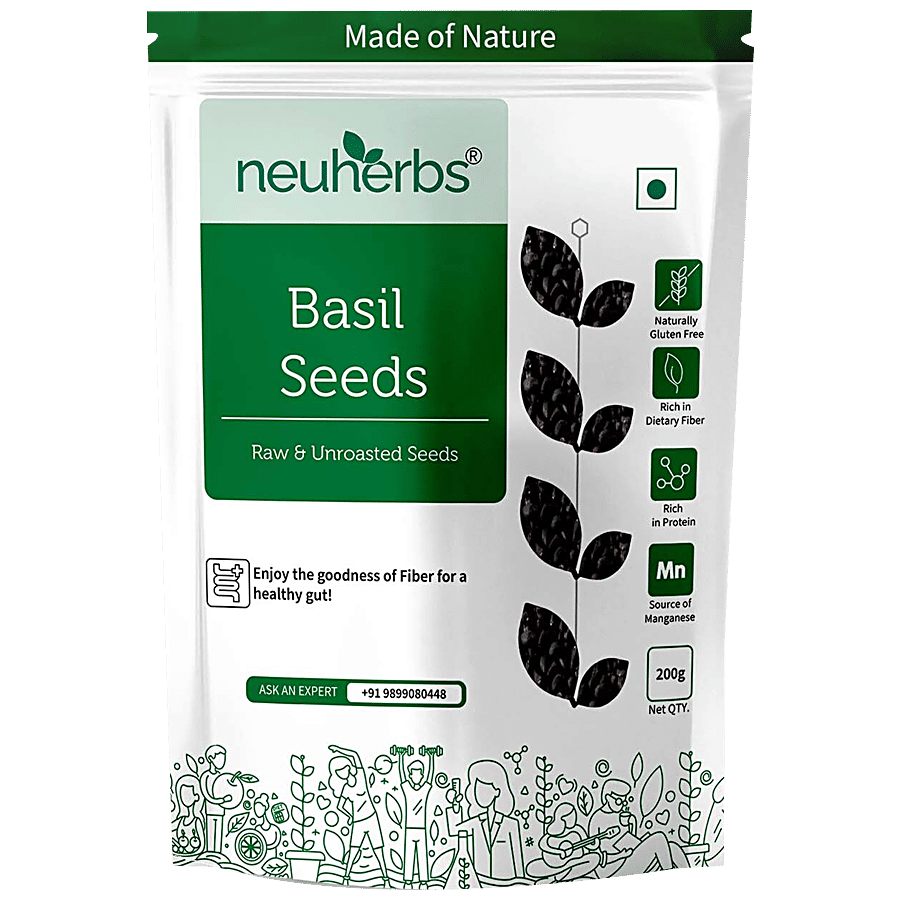 Neuherbs Raw & Unroasted Basil Seeds - Rich In Protein & Fibre