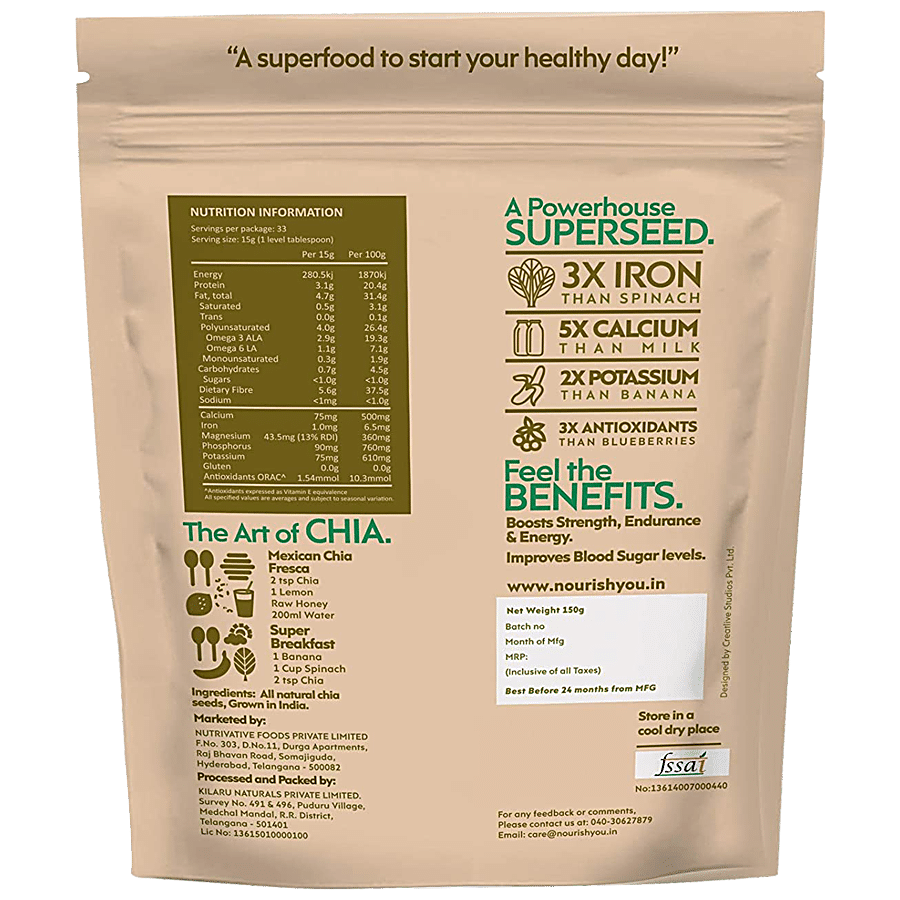 Nourish you Organic Black Chia Seed - Gluten Free