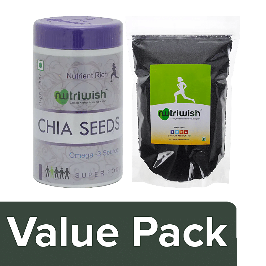 Nutriwish Chia Seeds 250 g + Basil Seeds - Premium 500 g