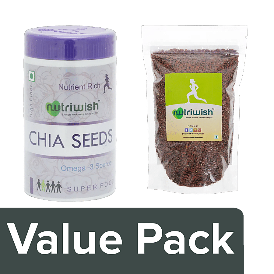 Nutriwish Chia Seeds 250 g + Raw Flax Seeds 250 g