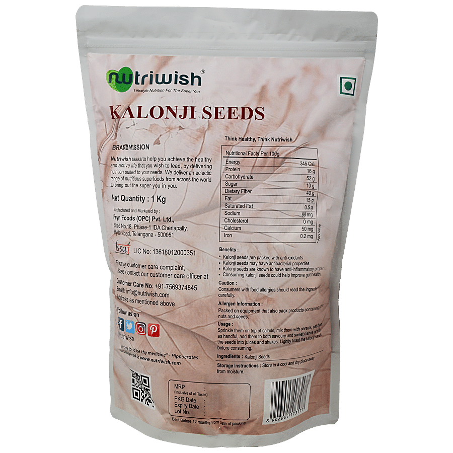 Nutriwish Kalonji Seeds - Rich In Health Benefits