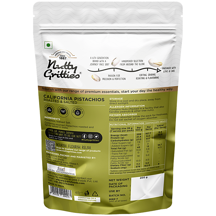 Nutty Gritties California Roasted & Salted Pistachios