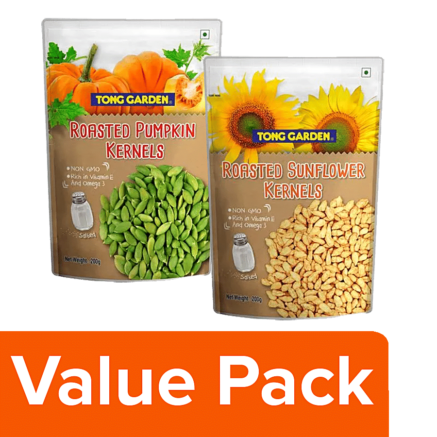 Tong Garden Roasted Pumpkin Kernels 200 g Pouch + Roasted Sunflower Kernels 200 g Pouch