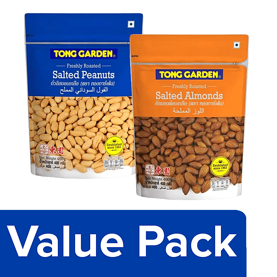 Tong Garden Salted Peanuts 400 g Pouch + Almonds - Salted 400 g Pouch