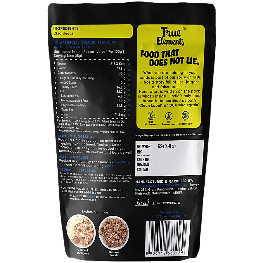 True Elements Roasted Chia Seeds - Iron & Fibre Rich