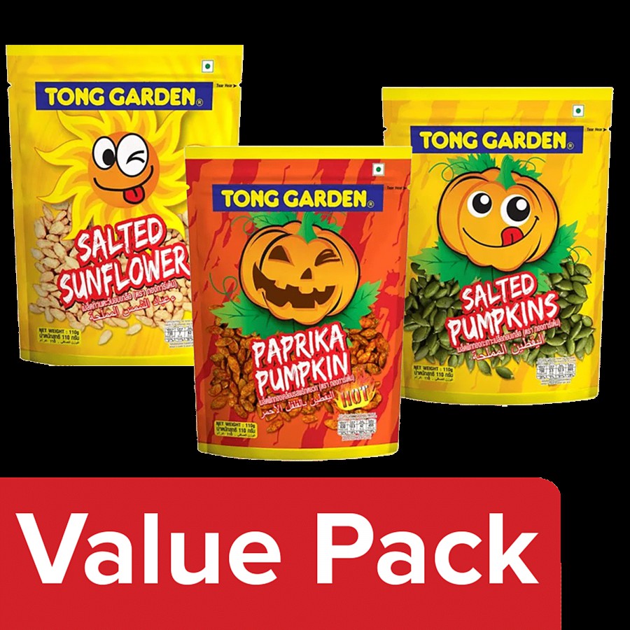 Tong Garden Paprika Pumpkins 110 g + Salted Pumpkins 110 g + Salted Sunflower 110 g