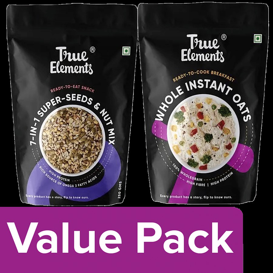 True Elements 7-in-1 Super Seeds & Nut Mix 250 g + Whole Instant Oats - Gluten Free 200 g