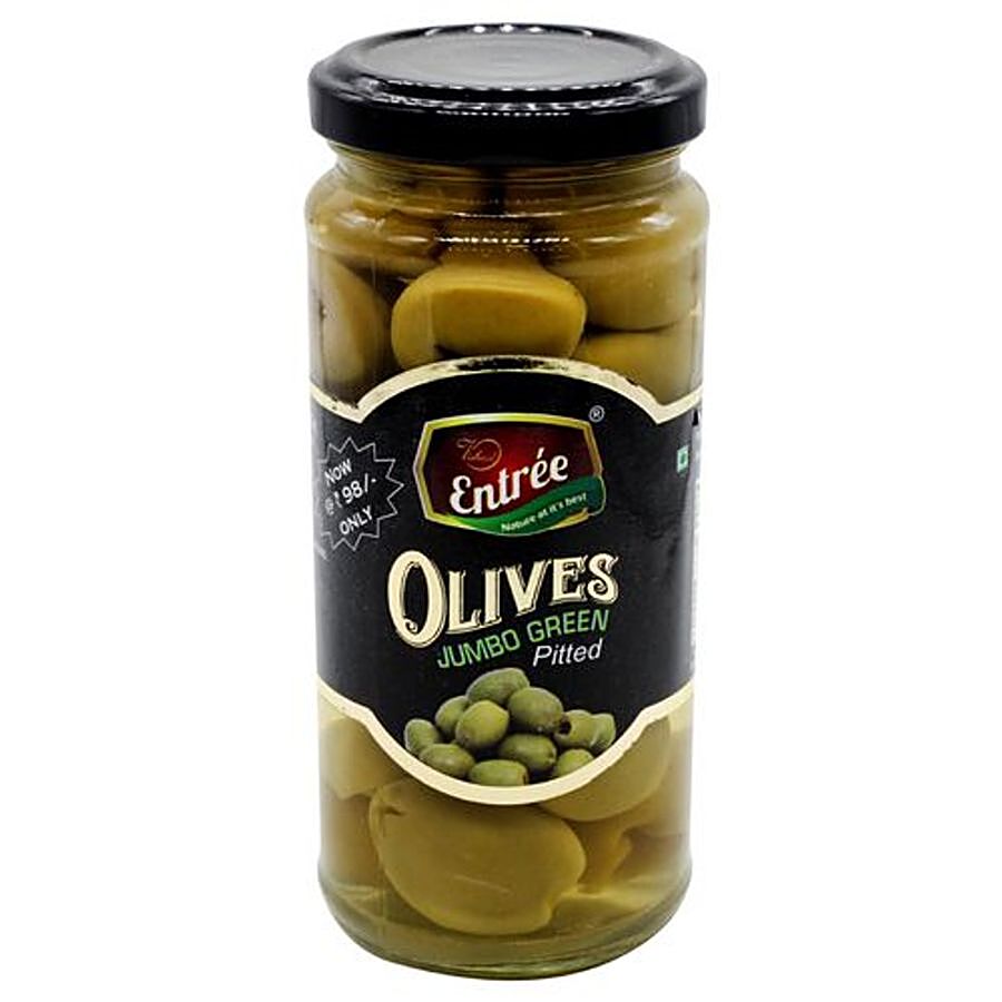 Entree Green Pitted Olives - Jumbo