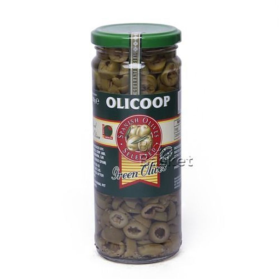 Olicoop Olicoop Olives - Green (Sliced) 450 gm Jar