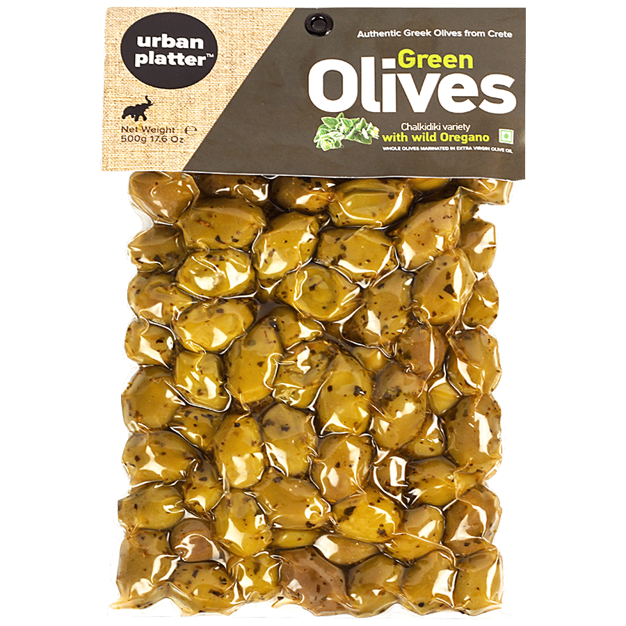 Urban Platter Chalkidiki Variety Green Olives - With Wild Oregano