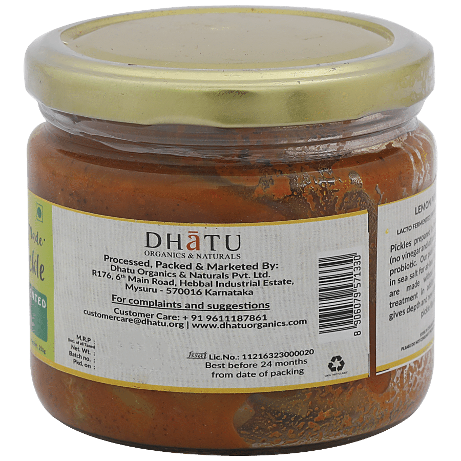 Dhatu Organics & Naturals Oil Free Lemon Pickle