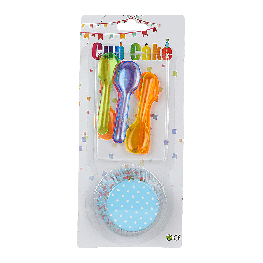 DP Cupcake Moulds & Spoons - Flower Print