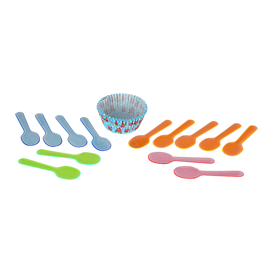 DP Cupcake Moulds & Spoons - Flower Print