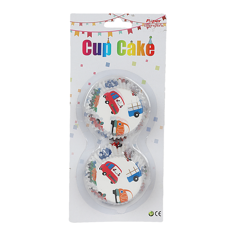 DP Multicoloured Car Printed Cupcake Moulds - Paper