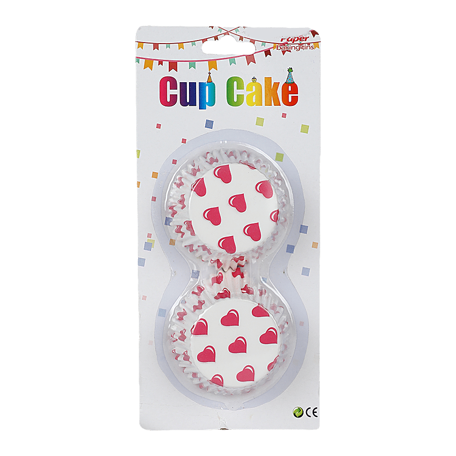 DP Pink Heart Printed Cupcake Moulds - Paper