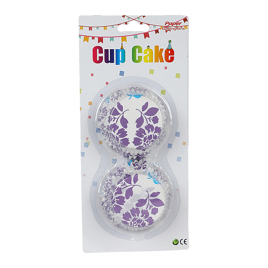 DP Purple Flower Printed Cupcake Moulds - Paper