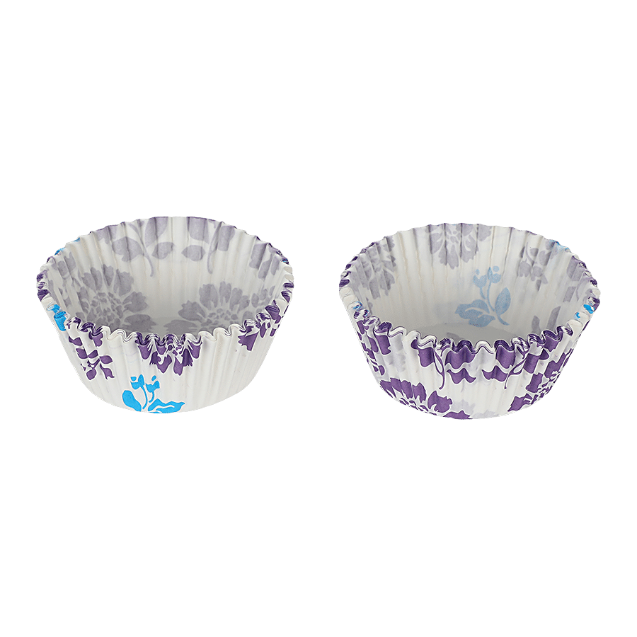 DP Purple Flower Printed Cupcake Moulds - Paper