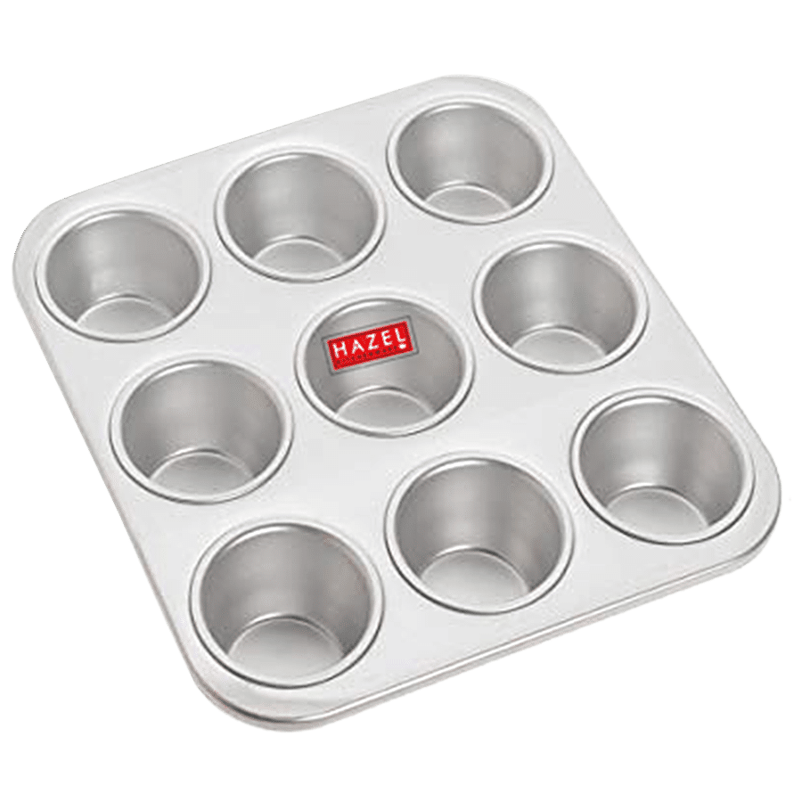 HAZEL Aluminium Silver Muffin Tray 9 Cavity - Assorted Colour