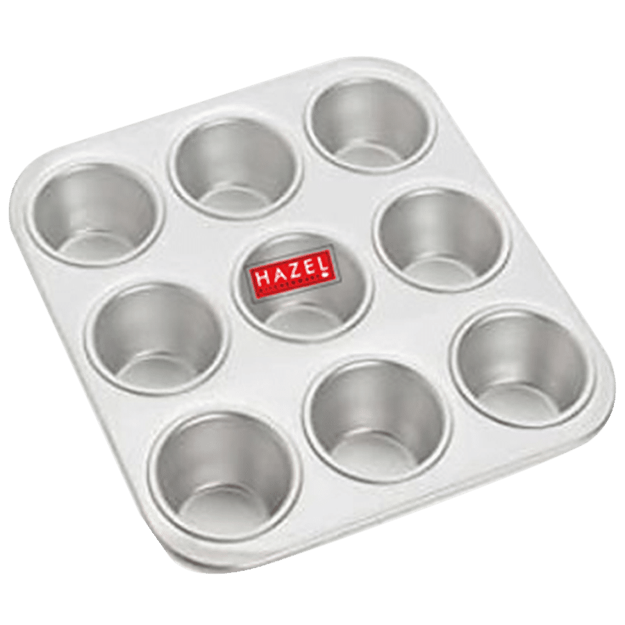 HAZEL Aluminium Silver Muffin Tray 9 Cavity - Assorted Colour