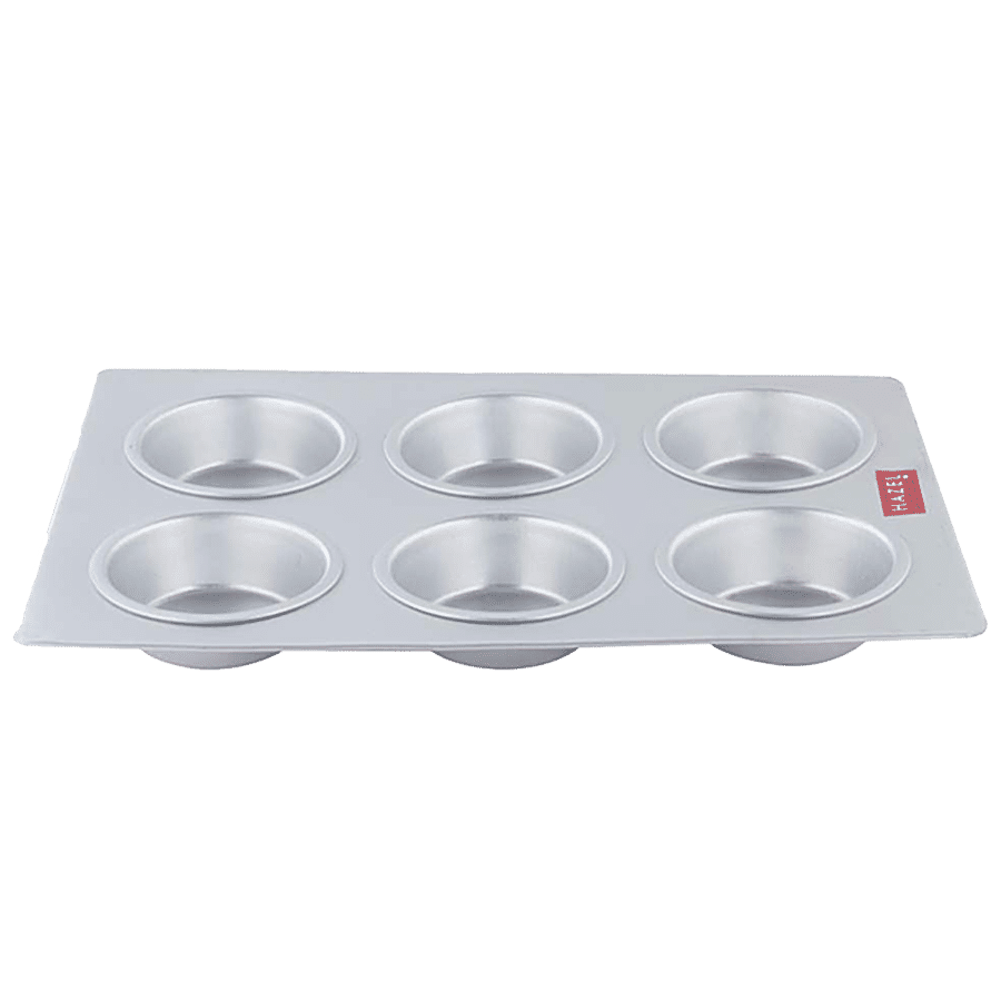 HAZEL Aluminium Silver Muffin Tray & Cup cake - 6 Cavity