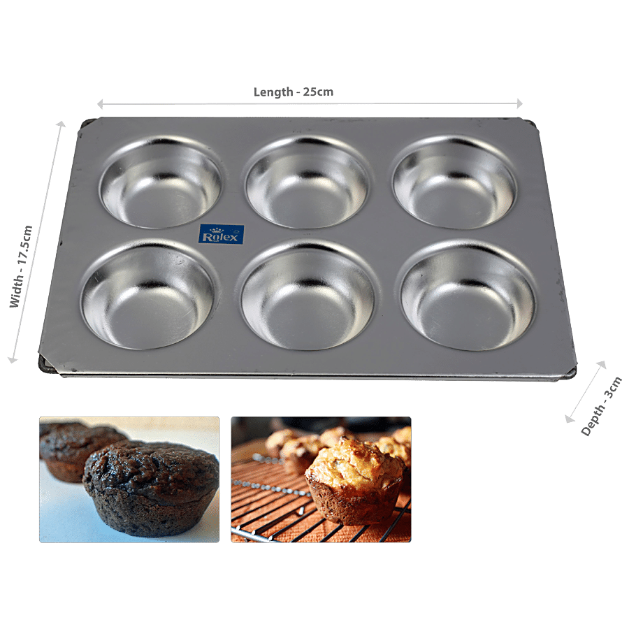 Rolex  Aluminium Muffin Bakeware Tray - 6 Cavity