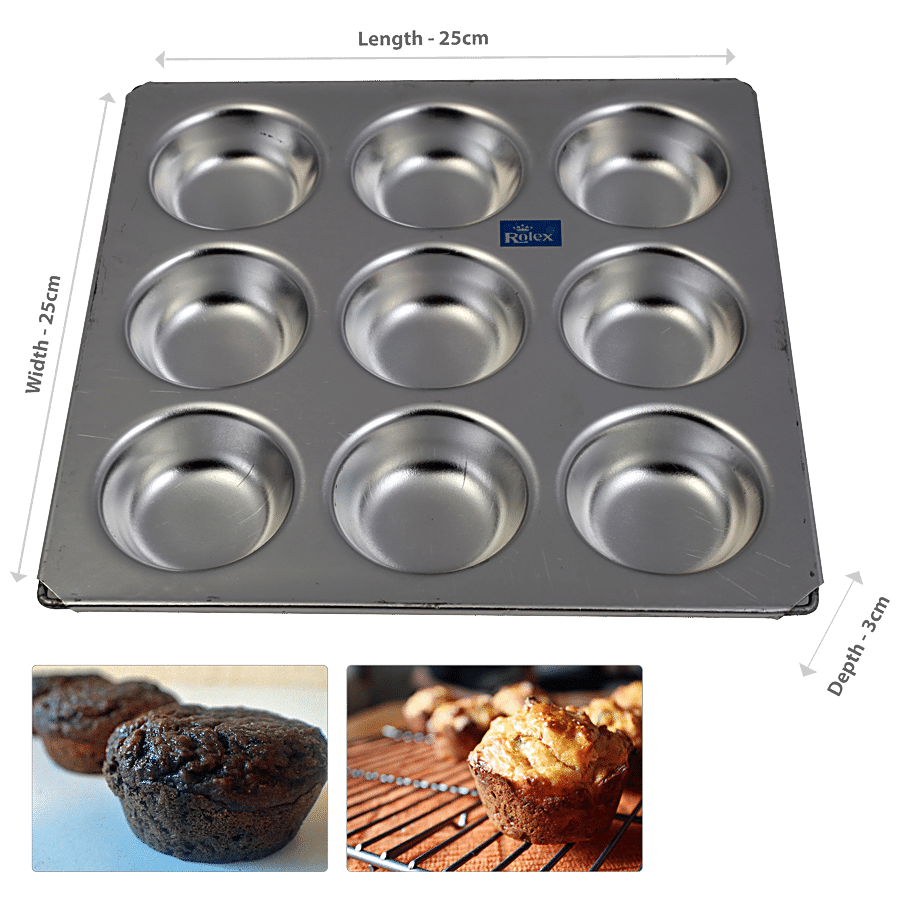 Rolex  Aluminium Muffin Bakeware Tray - 9 Cavity