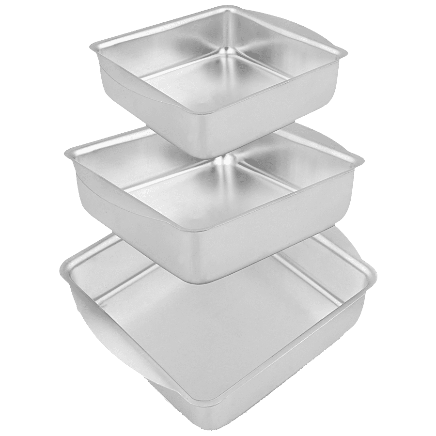 Segovia Aluminium Sqaure Shaped Cake Mould Set - Microwave