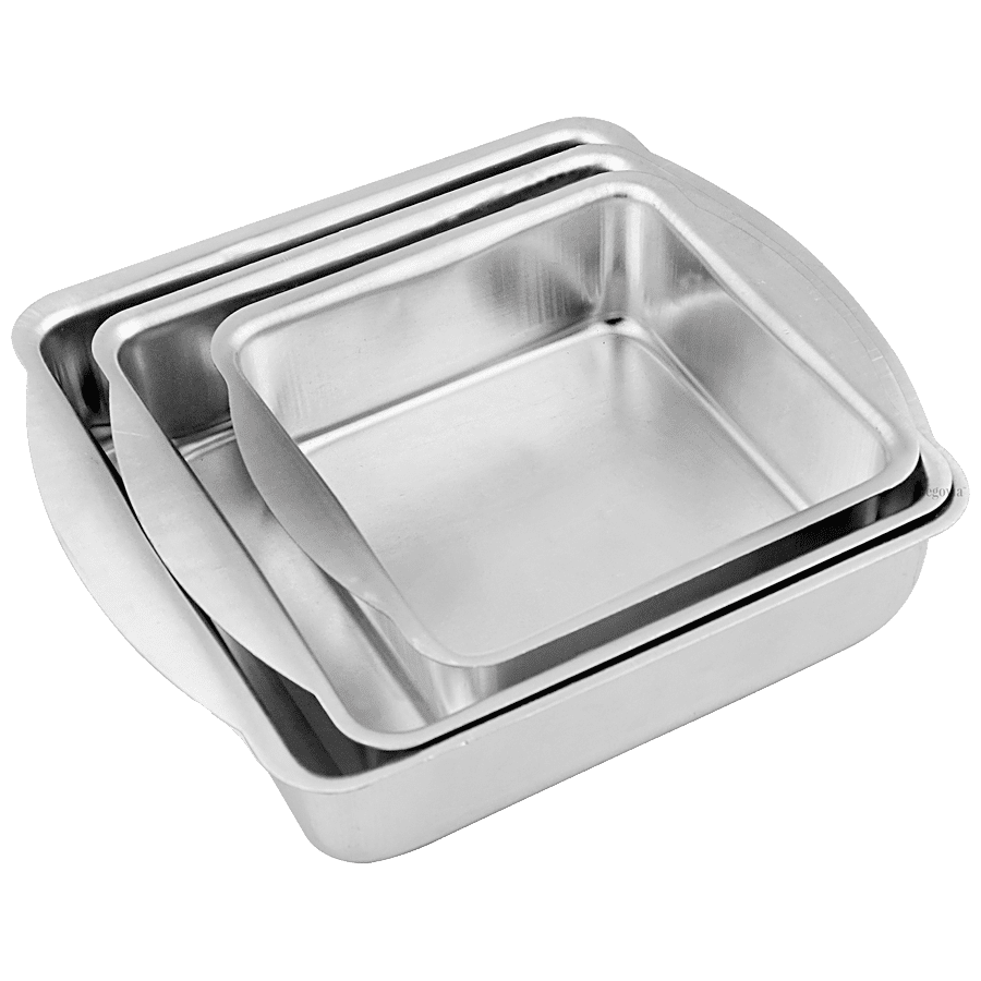 Segovia Aluminium Sqaure Shaped Cake Mould Set - Microwave