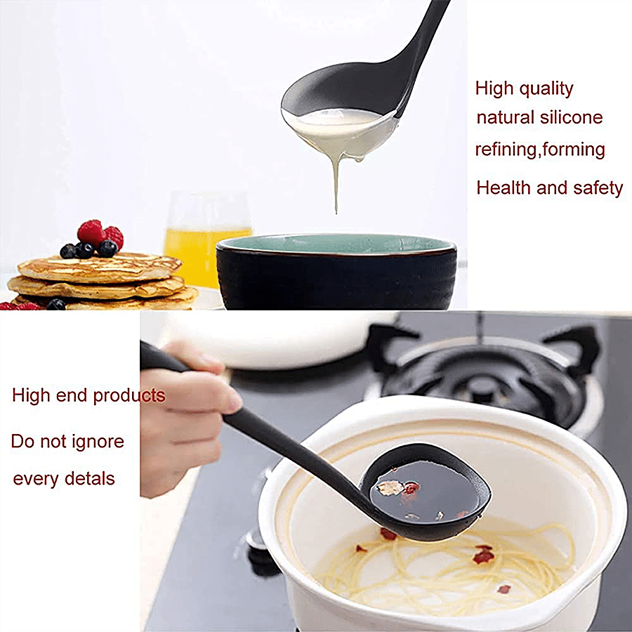 Femora Premium Virgin Silicone Ladle With Grip Handle - For Cooking