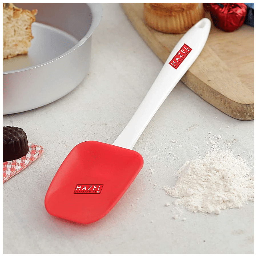 HAZEL Big Silicone Spoonula With Plastic Handle - Red