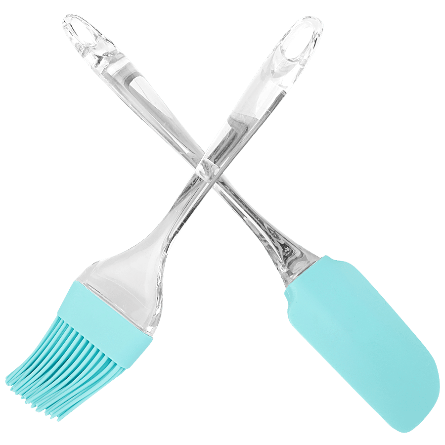 Silicone  Silicone Brush & Spatula Transparent Handle - Blue