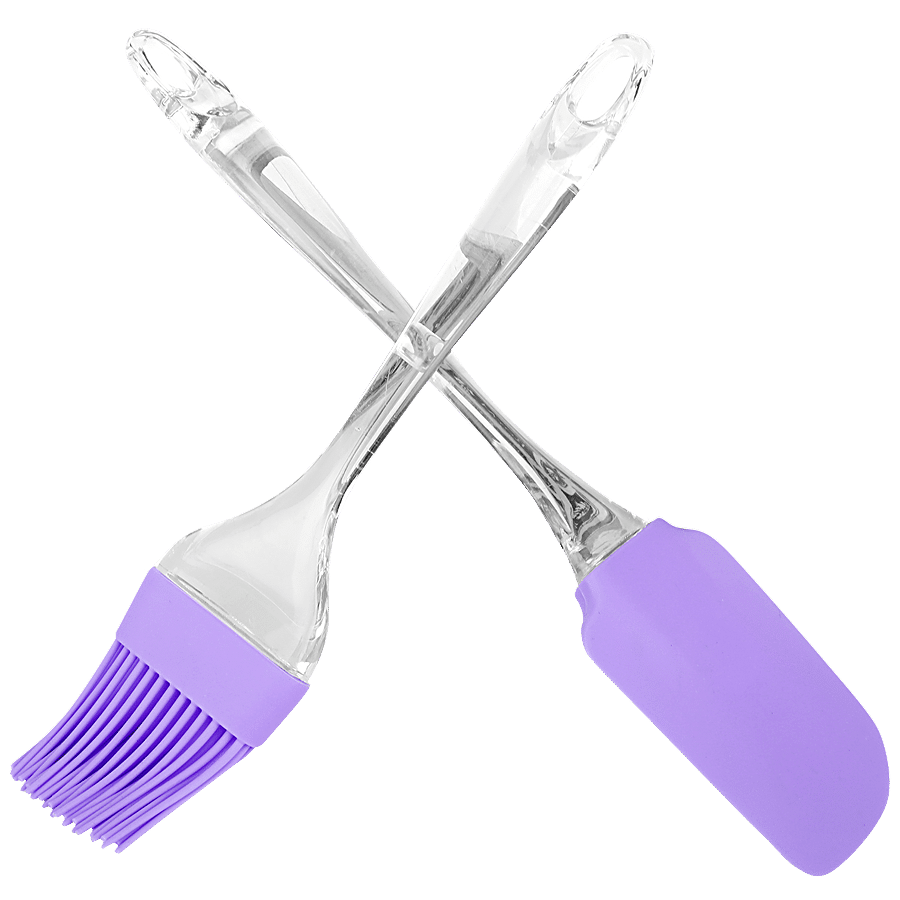 Silicone  Silicone Brush & Spatula Transparent Handle - Purple