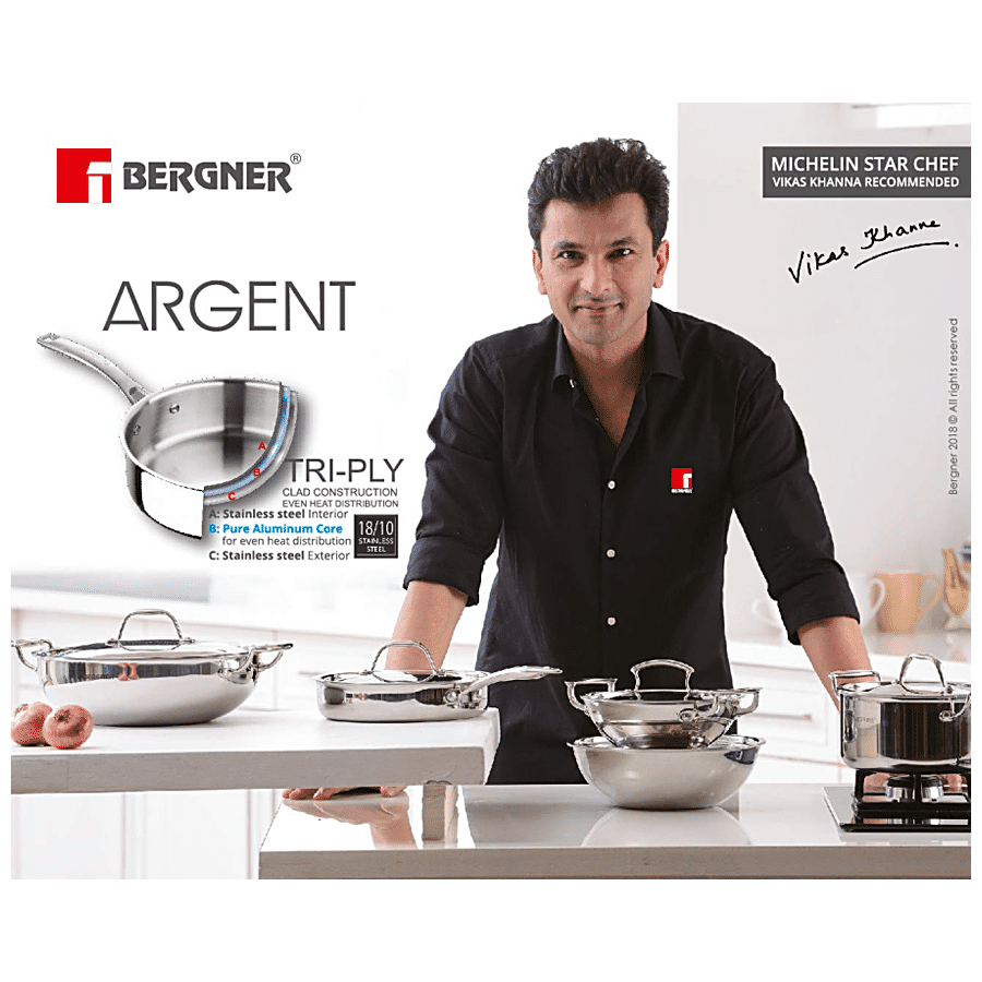 Bergner Argent Tri-Ply Stainless Steel Patila/Tope - Induction Base