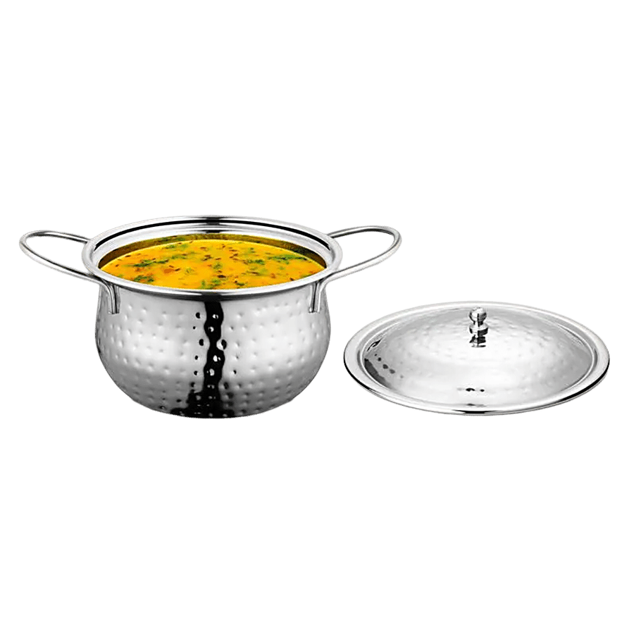 Classic Essentials Serving Hammered Cook & Serve Urli/Handi - Mirror Finish