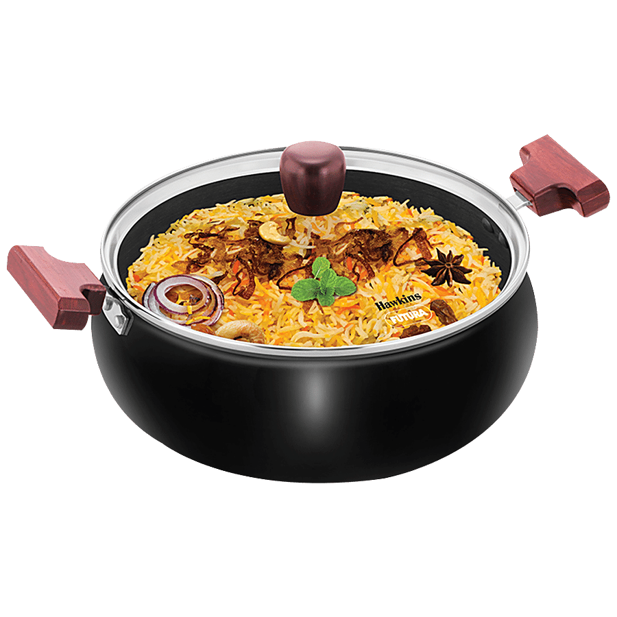 Hawkins Futura Hard Anodised Cook N Serve Kadhai/Handi/Bowl - 27 cm